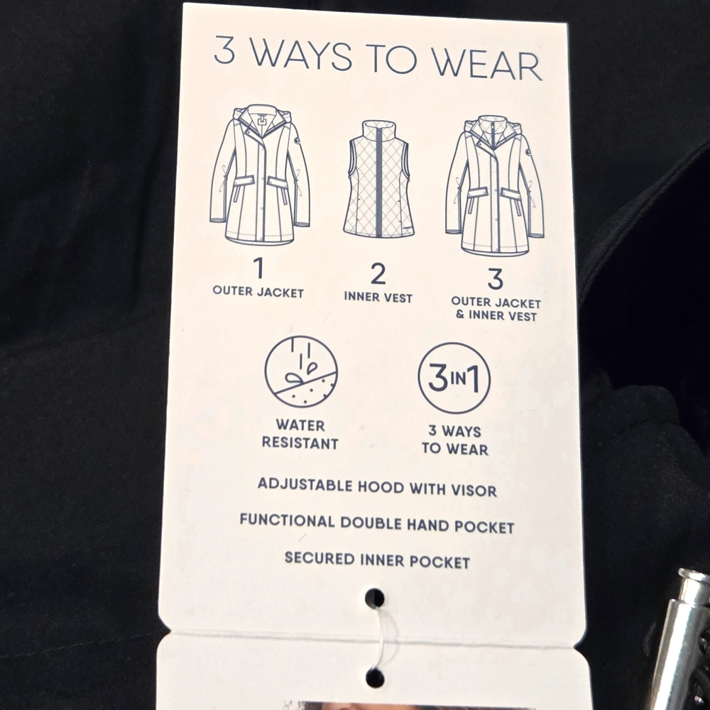 Lands' End Women's Black 3-in-1 Jacket System NEW With Tags Size XL - Picture 9 of 16